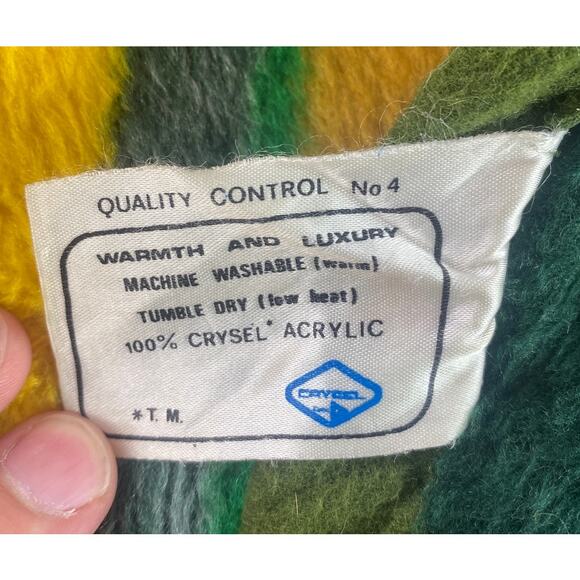 Vintage Ryltex NFL Green Bay Packers Green Gold Acrylic Blanket 60 x 28 - Picture 4 of 4